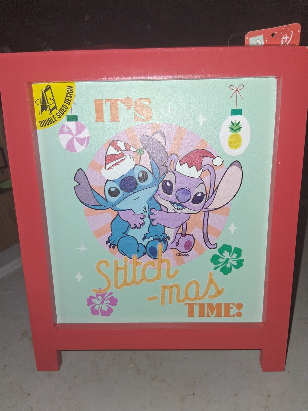 Disney Stitch Holiday Wall Art in Red Frame with Teal and Lavender
